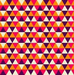 Fototapeta na wymiar Vector abstract seamless pattern with triangles of different colors. Textile background for package, cover, greeting cards.