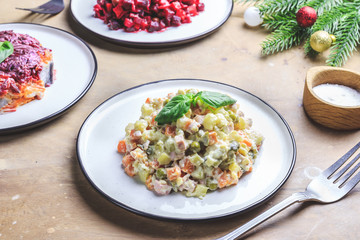 Assortment salad of Russian cuisine