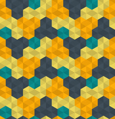 Abstract seamless background pattern with colorful hexagons. Mosaic texture for prints, textile, fabric, package, cover, greeting cards.