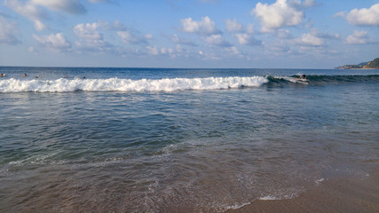 Sayulita beach with endless ocean and waves in Sayulita, Nayarit, Mexico