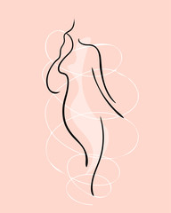 continuous line drawing of naked women legs in high heels. One line drawing abstract feet with shoes. Modern continuous line art of women foot, minimalist contour. 