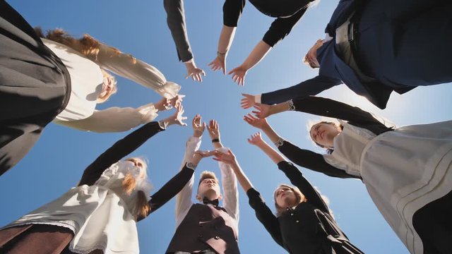 College Students Alumni Teamwork Stacking Hand Concept