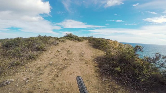 Man Riding Seaside Trail With A View