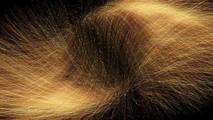 Seamless loop of rotating gold lines on black background