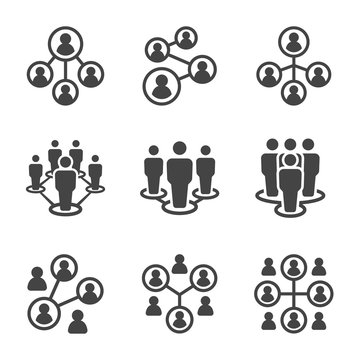 people network and connecting people icon set,vector and illustration