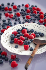 Seasonal fruits, blueberry and raspberry