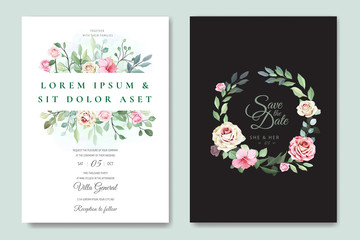 invitation card with floral wreath template