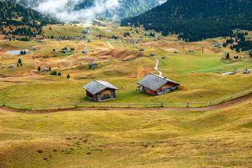 Beautiful Seceda Mountains and stunning views of the Odle Mountains and Dolomites mountains, Val...