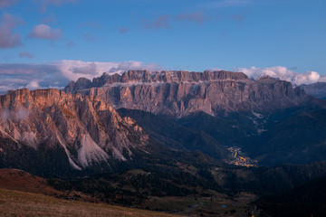 Beautiful Seceda mountains and stunning views of the Odle Mountains and Dolomites mountains, Val Gardena, Trentino Alto Adige,  South Tyrol in Italy