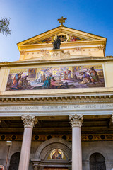Fototapeta na wymiar The beautiful church of San Gioacchino in Prati; in the prestigious residential district of Prati; in the center of Rome; near the Vatican.
