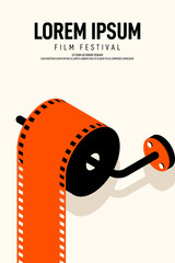 Movie and film poster design template background vintage retro style