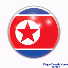 Happy North Korea day button. Bright button with flag of North Korea. Banner illustration with flag.