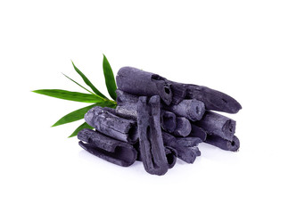 Natural bamboo charcoal isolated on white background
