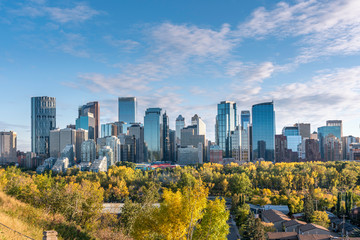 Calgary's skyline in fall. 