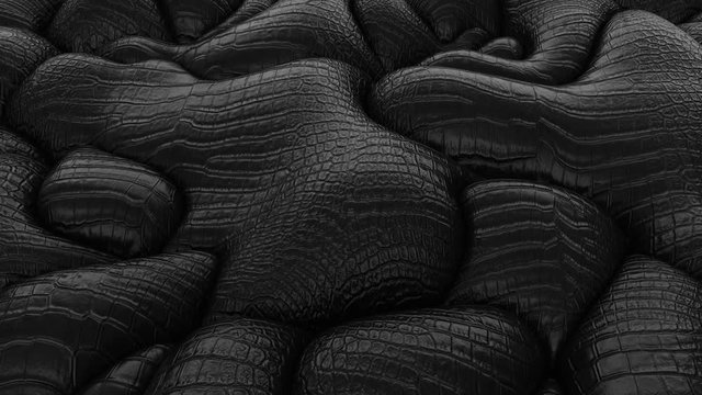 3d Looped abstract snake skin close up background. Wavy surface with ripples and bubbles.Trendy vibrant texture, fashion textile, graphic design, animated leather texture.