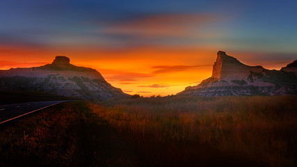 Sunset over Scottsbluff National Monument Gering Nebraska
