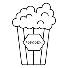 Movie and cinema style popcorn box vector illustration in black and white.