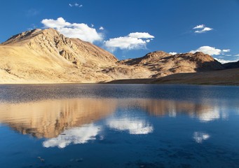 Fototapeta na wymiar Pamir mountains mirroring in lake