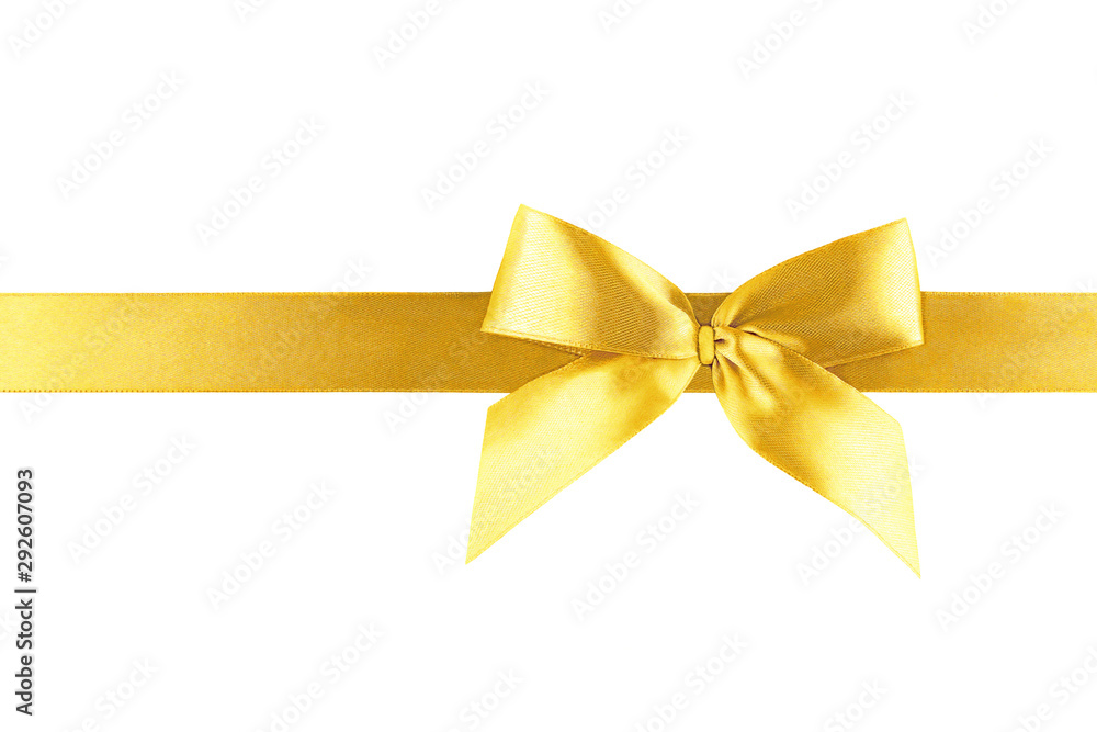 Wall mural Gold yellow ribbon bow isolated on white background - Wall murals