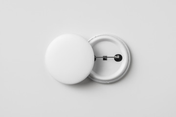 top view of white badge isolated on background