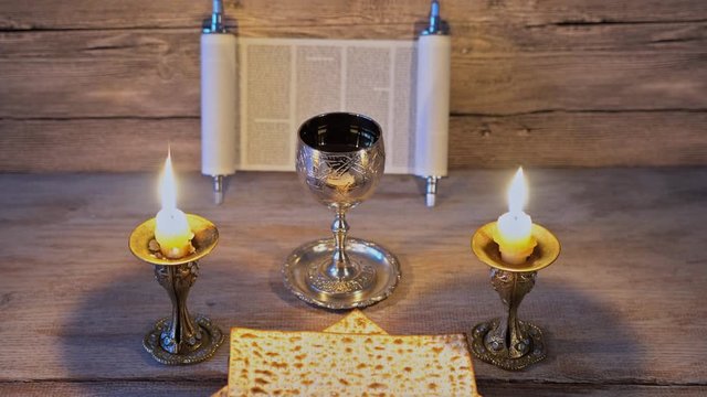 Eve passover holiday jewish passover bread matzoh celebration and kipah