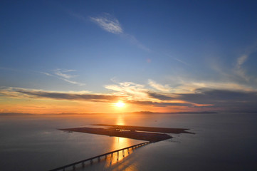 夕焼け　夕日　関空