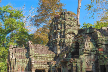 Ruins of the tower of the temple of Ta Prohm. Angkor Thom. Cambodia.