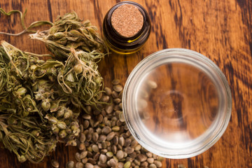 Cannabis extract with leaves