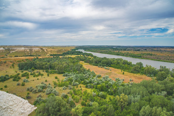 Fototapeta na wymiar View of the Don River from the observation deck of the Natural Park Donskoy, Volgograd Region