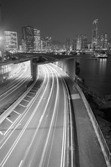 Fototapeta premium Night traffic in urban area of Hong Kong city