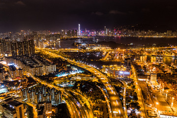 Kwai Tsing Container Terminals from drone view