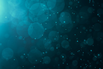 Abstract Blue bokeh defocus glitter blur background.