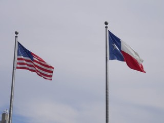 usa and texas flags