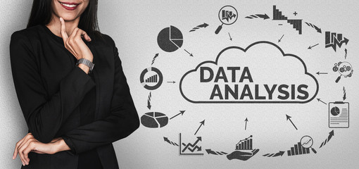 Data Analysis for Business and Finance Concept. Graphic interface showing future computer...