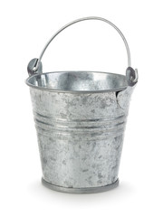 Iron bucket close-up isolated on a white background.