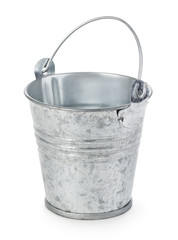 Iron bucket close-up isolated on a white background.