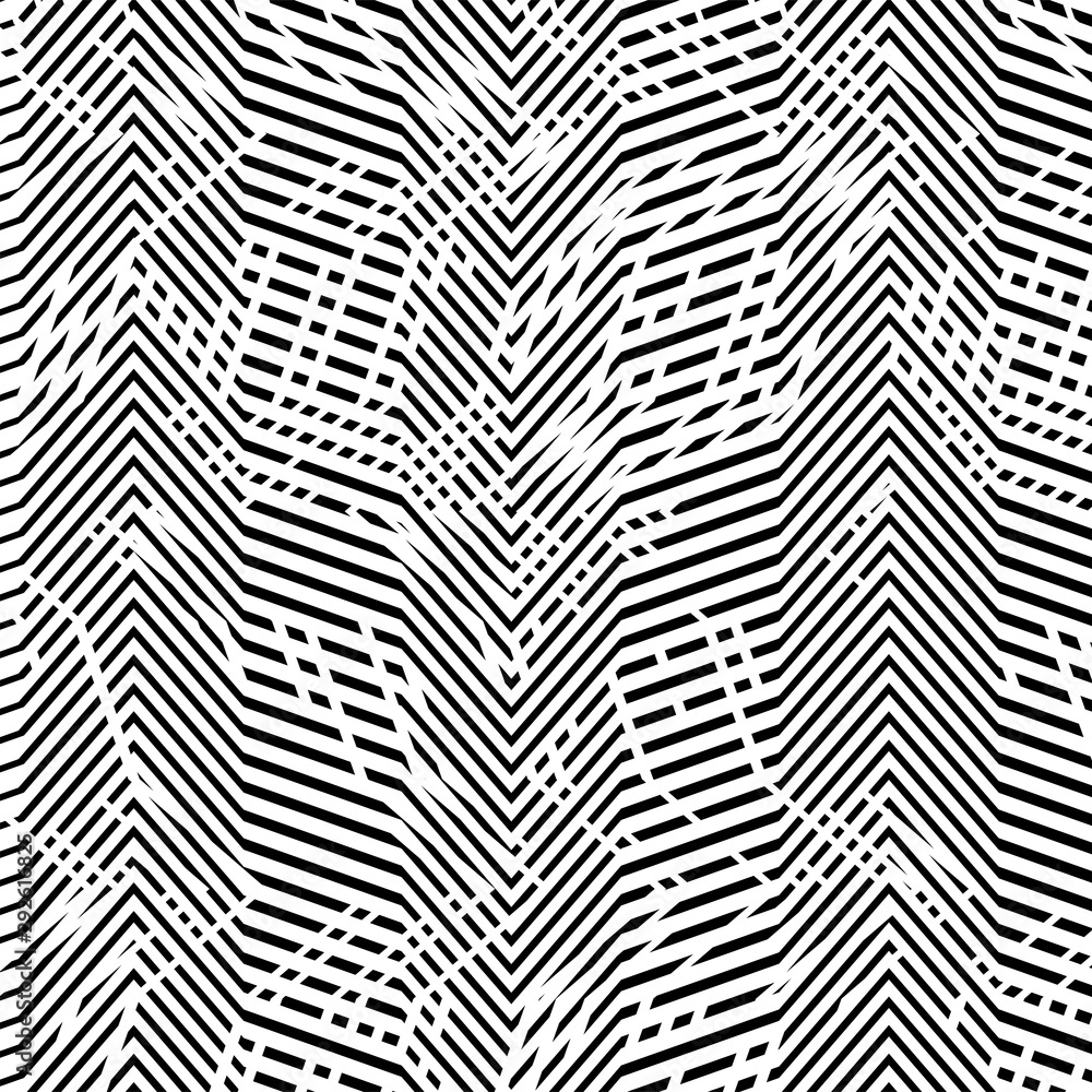 Poster abstract geometry black and white / monochrome interlaced, cluttered, jumbled and tangled random lin