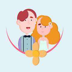 Cartoon Couple Flat Design Illustration
