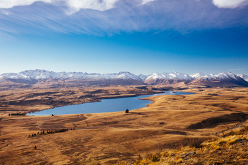 Mt John Walkway Lake Tekapo on a Sunny Day in New Zealand
