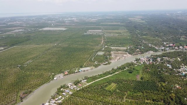 Aerial view from the plane of Nakhon Si Thammarat, Thailand