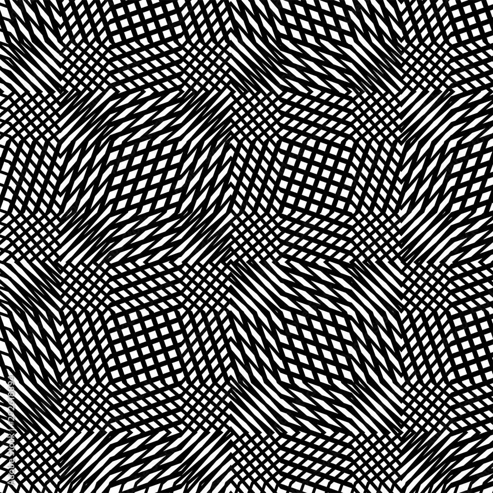 Leinwandbilder Warp, free-form reticular array, matrix of  lines. Complex geometric net, web cellular pattern, cellular background. Free-form, amorphous grating, lattice stucture of interlocking, intersecting lines