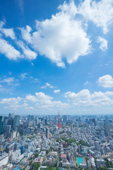 東京風景　2019年 地平線　青空と雲