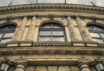 Round old european architecture details