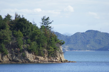 Sandy beach on a sunny day, the coast of Tamano, Okayama