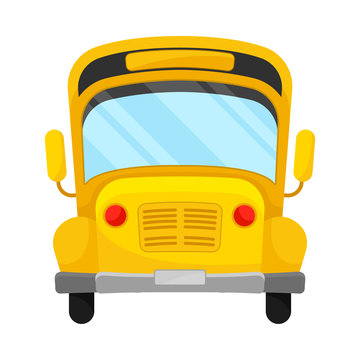 Thr Front Projection Of Yellow School Bus Vector Illustration