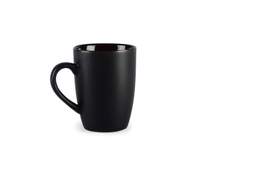 Black tea cup on white ground isolated