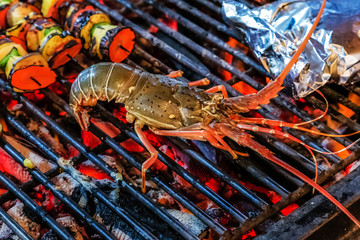Lobster cooking grill Food Background