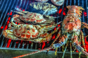 Lobster Cooking bbq steamed Food Background