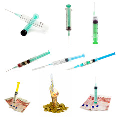 syringes set Isolated object On White Background.
