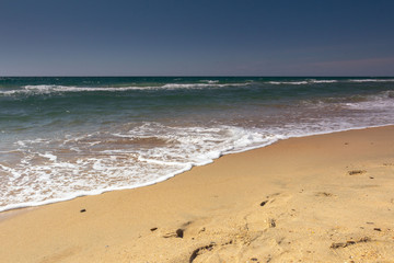 sea wave running on the sandy shore